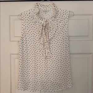 LOFT Sleeveless White Polka Dot Blouse